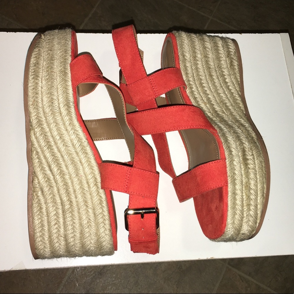 H&M Orange Wedge Sandal, Size 8.5 - Picture 11 of 12
